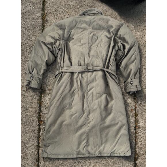 Lands End Goose Down Parka Mens Small Beige Belted Full Length 80s Vintage Coat - Picture 4 of 8